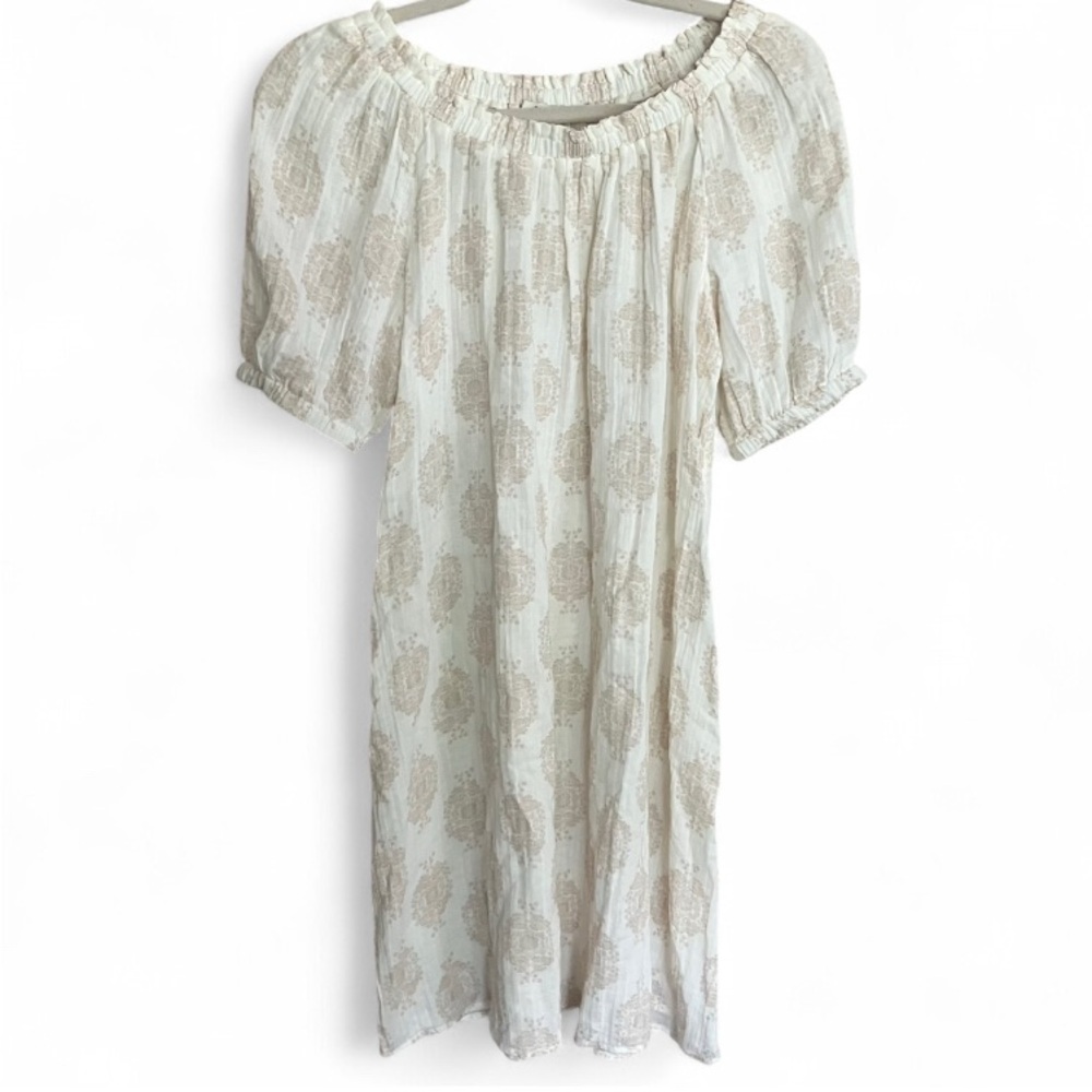 Wonderly 100% cotton white printed midi dress women’s size small petite